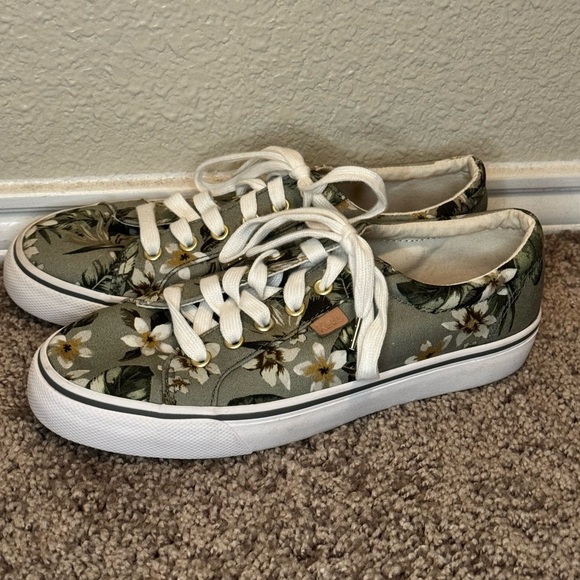 Ked’s Jump Kick Green Tropical Floral Lace Up Shoes - Never Worn - Picture 3 of 6